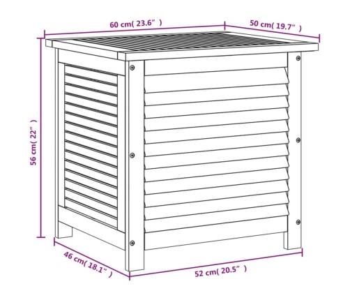 Caja de almacenaje de jardín madera maciza acacia 60x50x56 cm