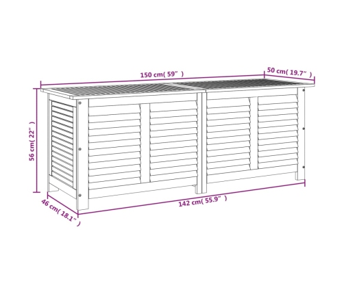 Caja de almacenaje de jardín madera maciza acacia 150x50x56 cm