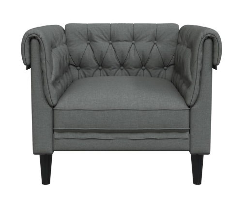 Sillón Chesterfield de tela gris oscuro