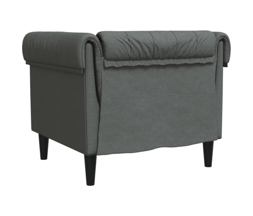 Sillón Chesterfield de tela gris oscuro