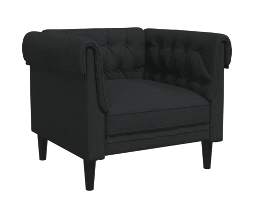 Sillón Chesterfield de tela negro