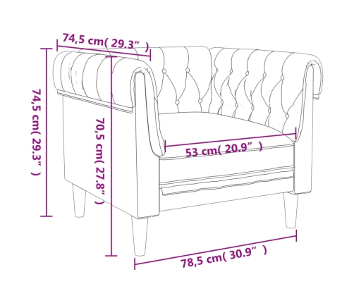 Sillón Chesterfield de tela negro