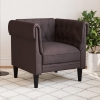 vidaXL Sillón Chesterfield de tela marrón oscuro