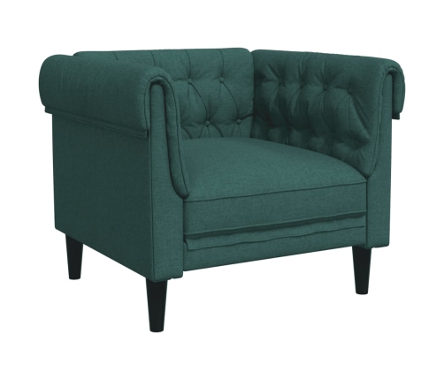 Sillón Chesterfield de tela verde oscuro