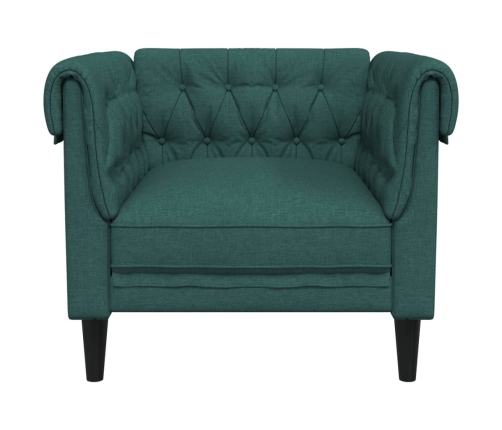 Sillón Chesterfield de tela verde oscuro