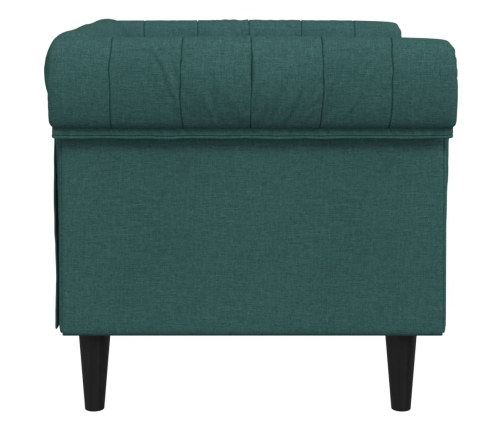 Sillón Chesterfield de tela verde oscuro