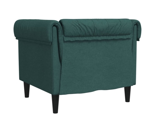 Sillón Chesterfield de tela verde oscuro