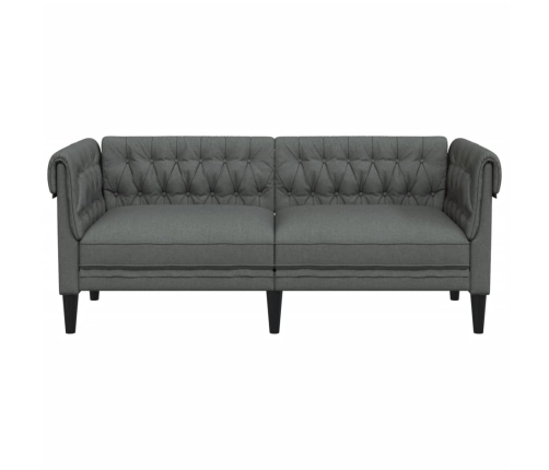 vidaXL Sofá Chesterfield de 2 plazas tela gris oscuro