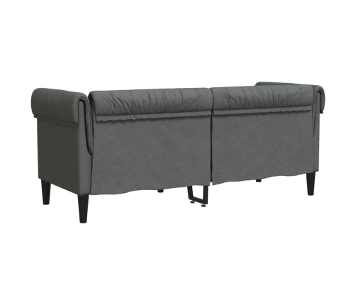 vidaXL Sofá Chesterfield de 2 plazas tela gris oscuro