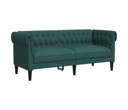 Sofá Chesterfield de 2 plazas tela verde oscuro