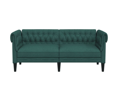 Sofá Chesterfield de 2 plazas tela verde oscuro