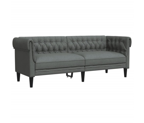 Sofá Chesterfield de 3 plazas tela gris oscuro