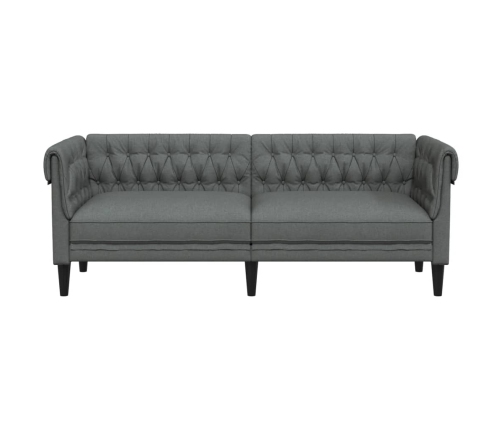 Sofá Chesterfield de 3 plazas tela gris oscuro