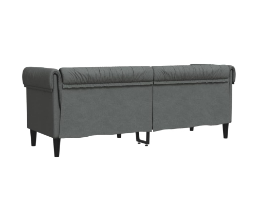 vidaXL Sofá Chesterfield de 3 plazas tela gris oscuro