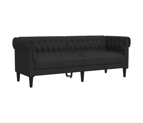 Sofá Chesterfield de 3 plazas tela negro