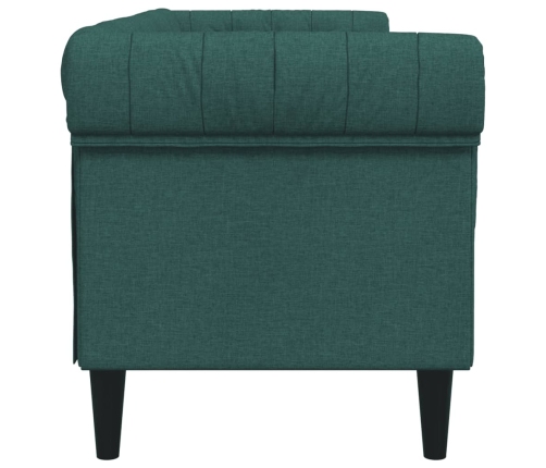 vidaXL Sofá Chesterfield de 3 plazas tela verde oscuro