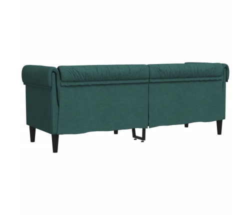 vidaXL Sofá Chesterfield de 3 plazas tela verde oscuro