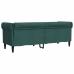 vidaXL Sofá Chesterfield de 3 plazas tela verde oscuro