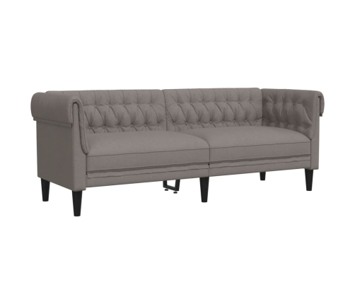 Sofá Chesterfield de 3 plazas tela gris taupe