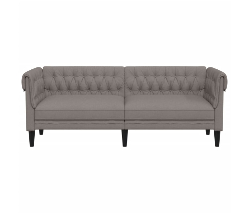 Sofá Chesterfield de 3 plazas tela gris taupe