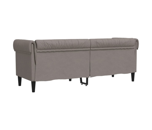 Sofá Chesterfield de 3 plazas tela gris taupe