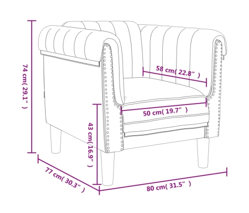 Sillón de terciopelo gris oscuro