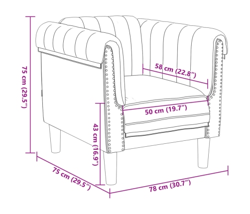 Sillón de cuero sintético de ante marrón