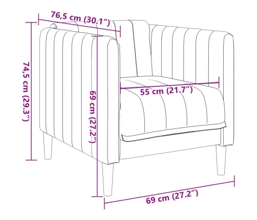 Sillón de cuero sintético de ante marrón