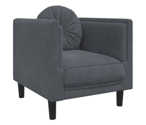 Sillón con cojín terciopelo gris oscuro