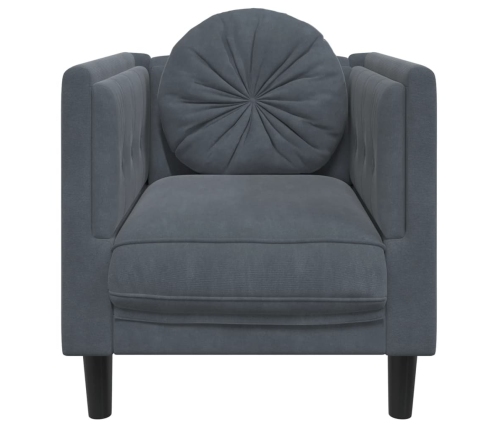 Sillón con cojín terciopelo gris oscuro