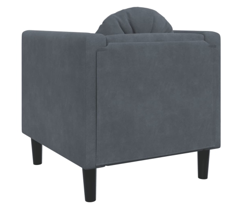 Sillón con cojín terciopelo gris oscuro