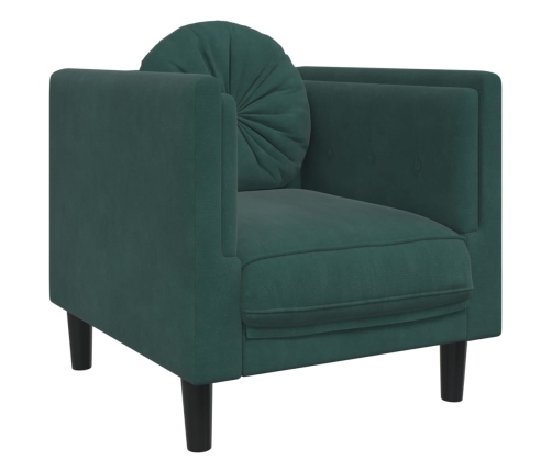 Sillón con cojín terciopelo verde oscuro