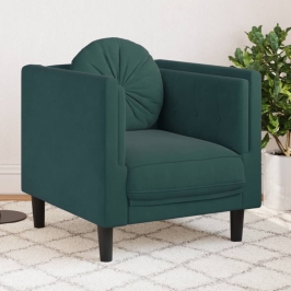 Sillón con cojín terciopelo verde oscuro