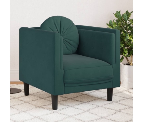 Sillón con cojín terciopelo verde oscuro