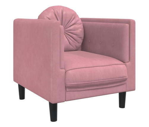 Sillón con cojín terciopelo rosa