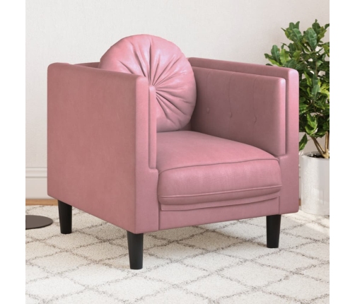 Sillón con cojín terciopelo rosa