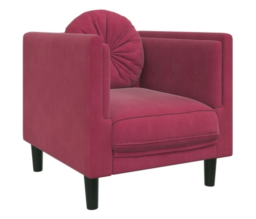 vidaXL Sillón con cojín terciopelo rojo tinto