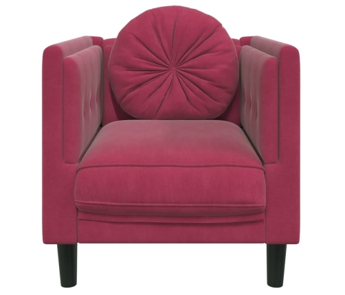 vidaXL Sillón con cojín terciopelo rojo tinto