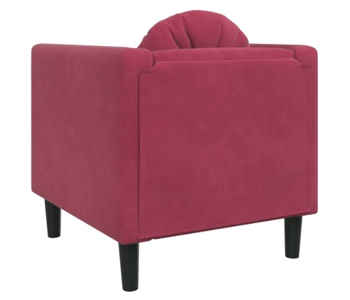 vidaXL Sillón con cojín terciopelo rojo tinto