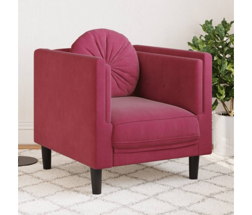 vidaXL Sillón con cojín terciopelo rojo tinto