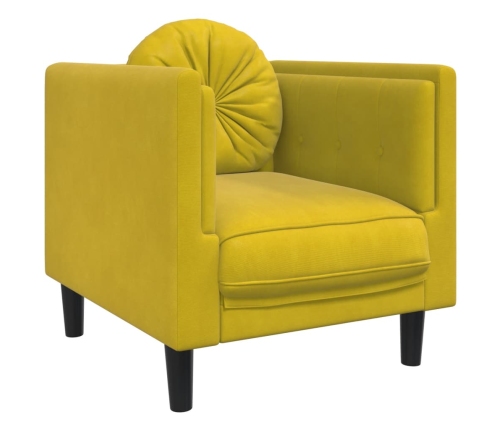 Sillón con cojín terciopelo amarillo