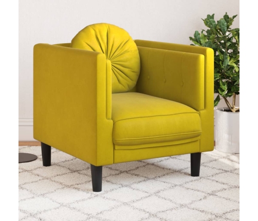 Sillón con cojín terciopelo amarillo