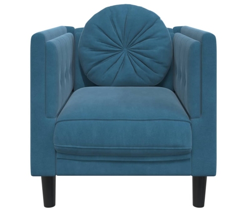 Sillón con cojín terciopelo azul