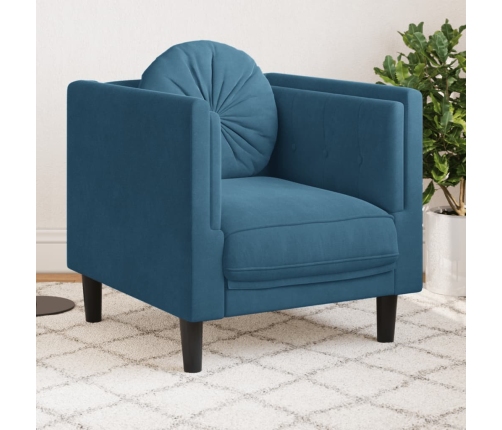 Sillón con cojín terciopelo azul