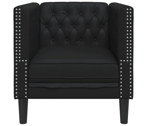 Sillón Chesterfield de cuero artificial negro