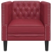 Sillón Chesterfield de cuero artificial rojo tinto