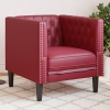 Sillón Chesterfield de cuero artificial rojo tinto