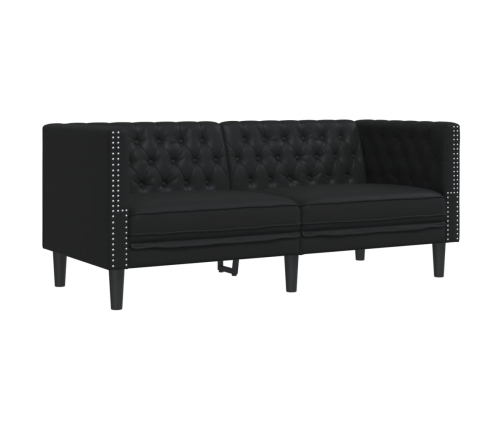 Sofá Chesterfield de 2 plazas cuero artificial negro