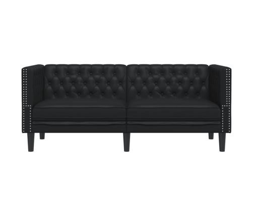 Sofá Chesterfield de 2 plazas cuero artificial negro