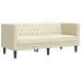 Sofá Chesterfield de 2 plazas cuero artificial blanco crema